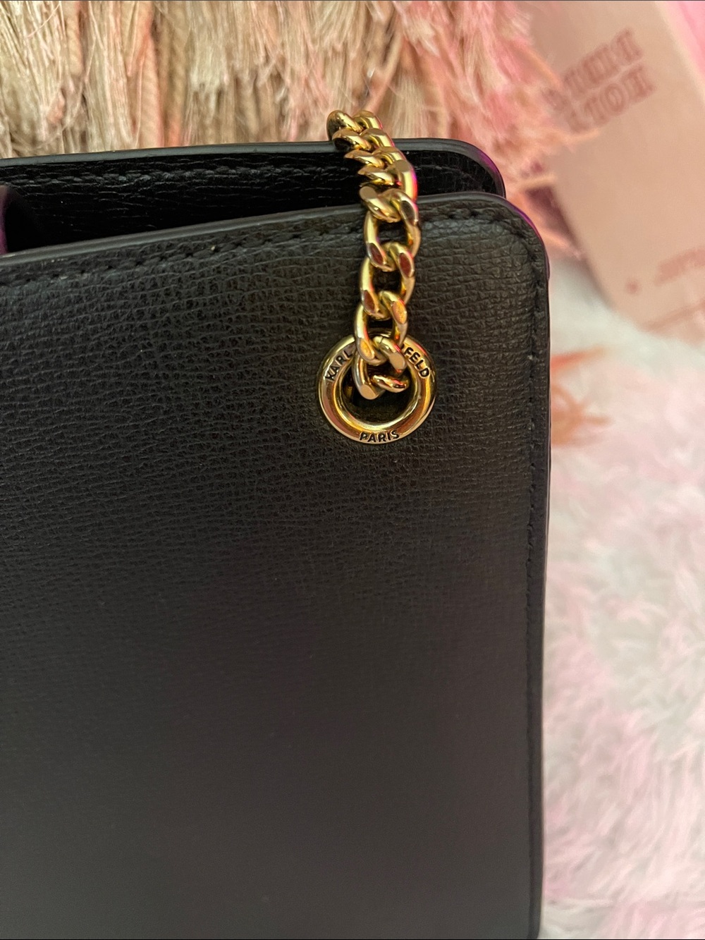 Karl Lagerfeld Black Shoulder Bag with Gold Chain - Picture 4 of 11